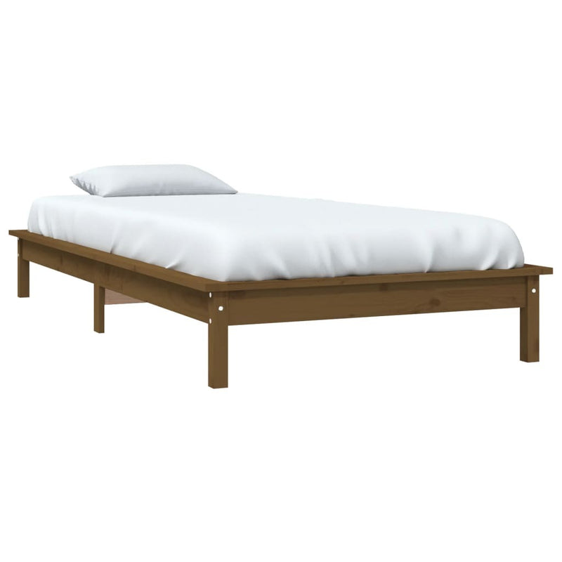 Bed Frame without Mattress Honey Brown Single Solid Wood