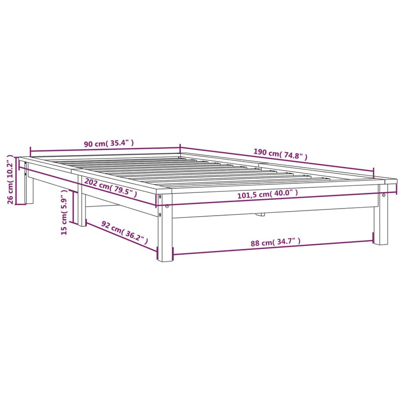 Bed Frame without Mattress Honey Brown Single Solid Wood