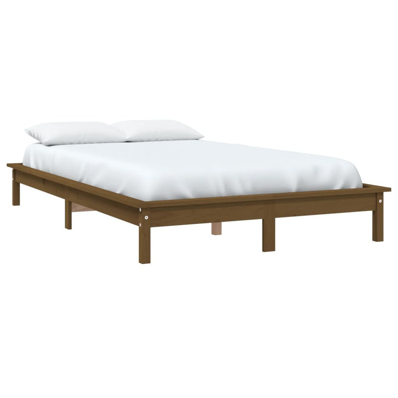 Bed Frame without Mattress Honey Brown 140x190 cm Solid Wood