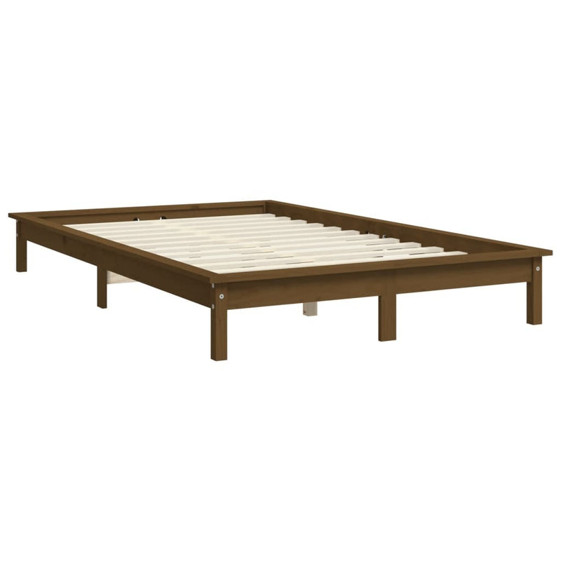 Bed Frame without Mattress Honey Brown 140x190 cm Solid Wood