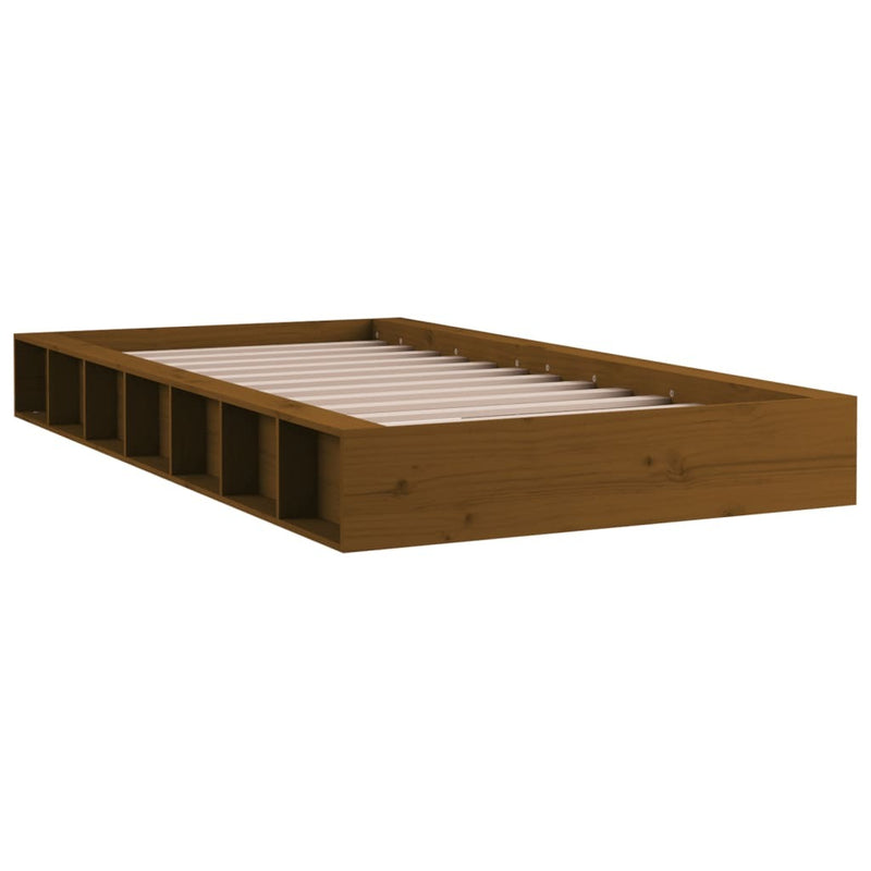 Bed Frame without Mattress Honey Brown 75x190 cm Small Single  Solid Wood