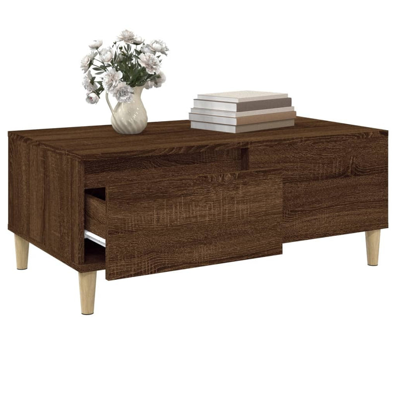 Coffee Table Brown Oak 90x50x36.5 cm Engineered Wood