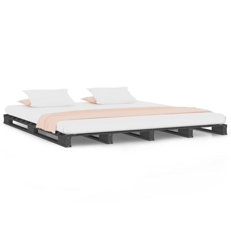 Pallet Bed without Mattress Grey Double Solid Wood