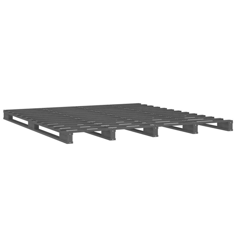 Pallet Bed without Mattress Grey Double Solid Wood