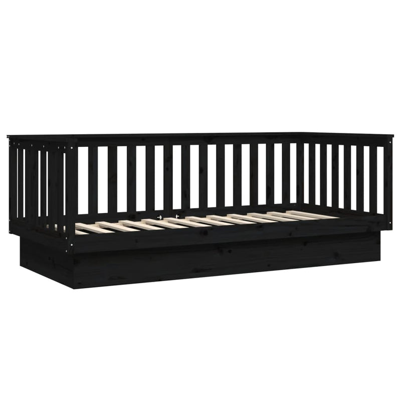 Day Bed without Mattress Black 80x200 cm Solid Wood Pine