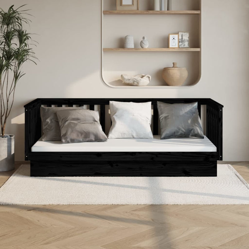 Day Bed without Mattress Black 80x200 cm Solid Wood Pine