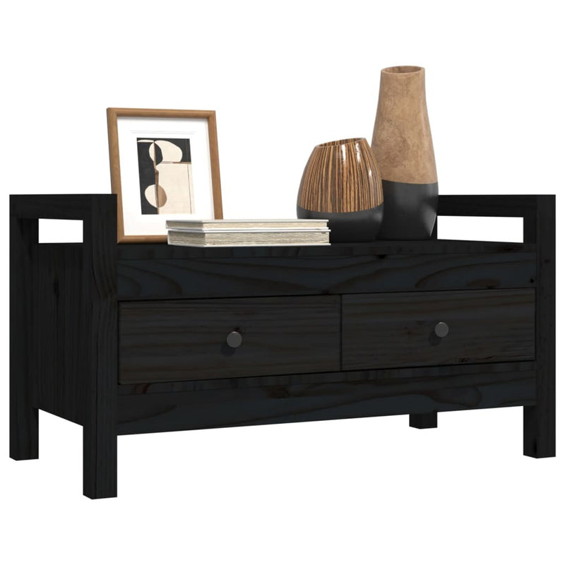 Hall Bench Black 80x40x43 cm Solid Wood Pine