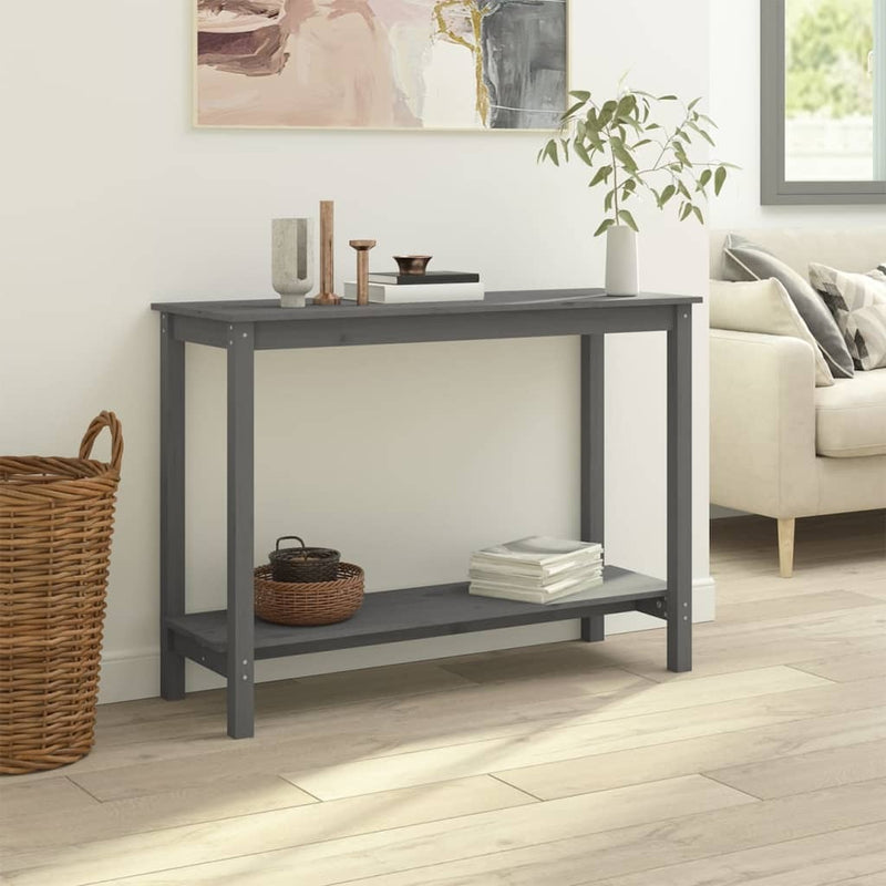 Console Table Grey 110x40x80 cm Solid Wood Pine