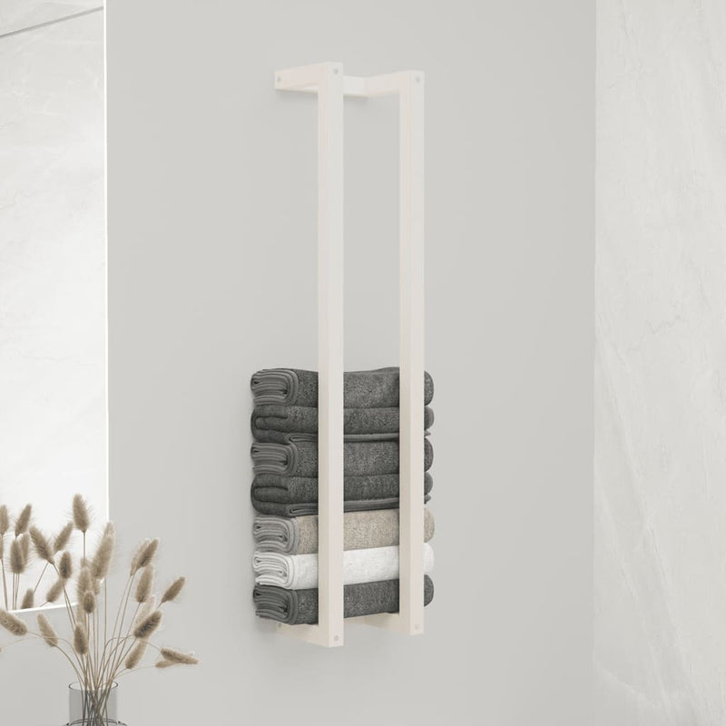 Towel Rack White 23x18x110 cm Solid Wood Pine