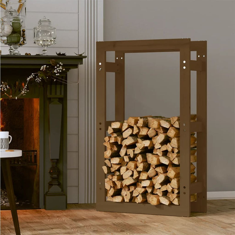 Firewood Rack Honey Brown 60x25x100 cm Solid Wood Pine