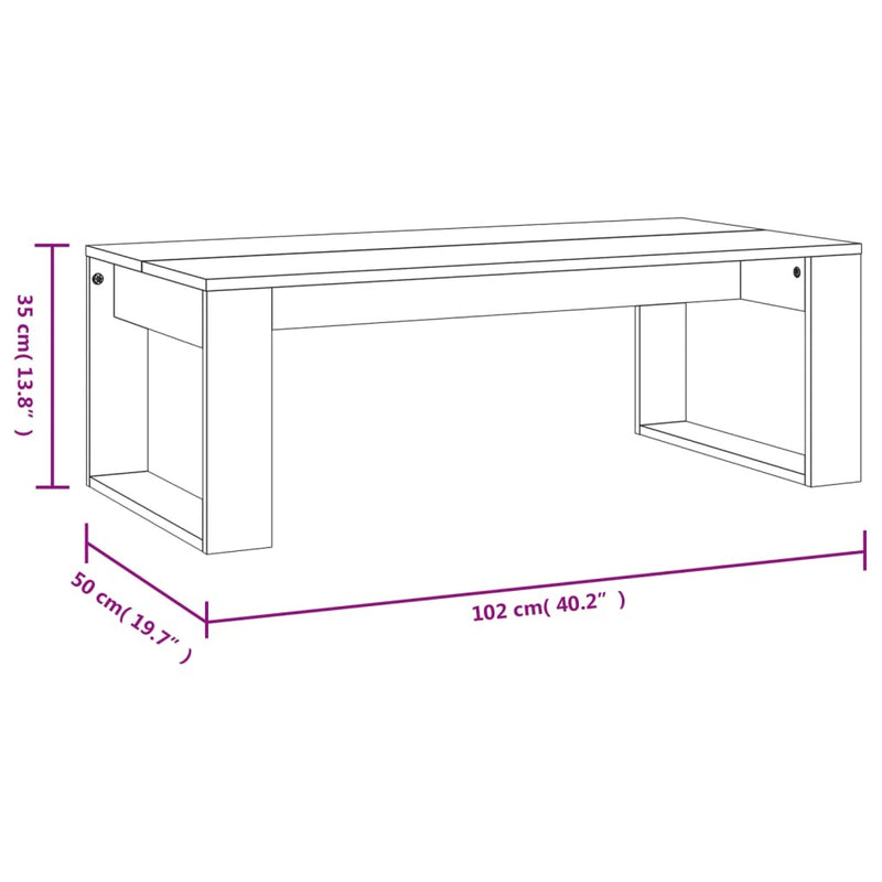 Coffee Table High Gloss White 102x50x35 cm Engineered Wood