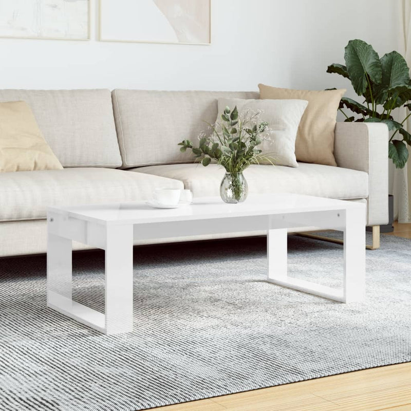 Coffee Table High Gloss White 102x50x35 cm Engineered Wood