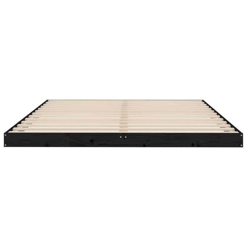 Bed Frame without Mattress Black 150x200 cm King Size  Solid Wood Pine