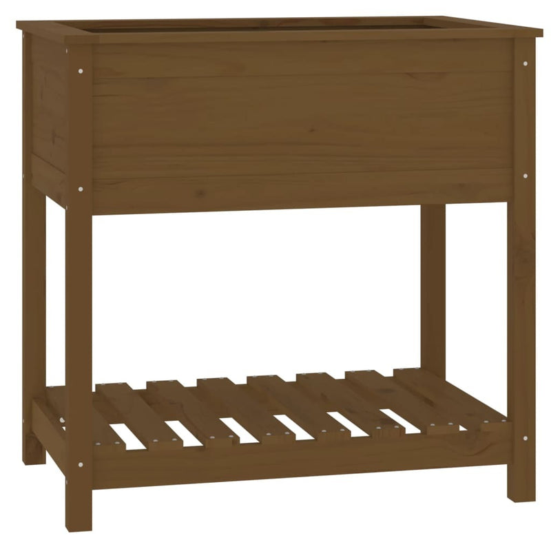 Planter with Shelf Honey Brown 82.5x54x81 cm Solid Wood Pine