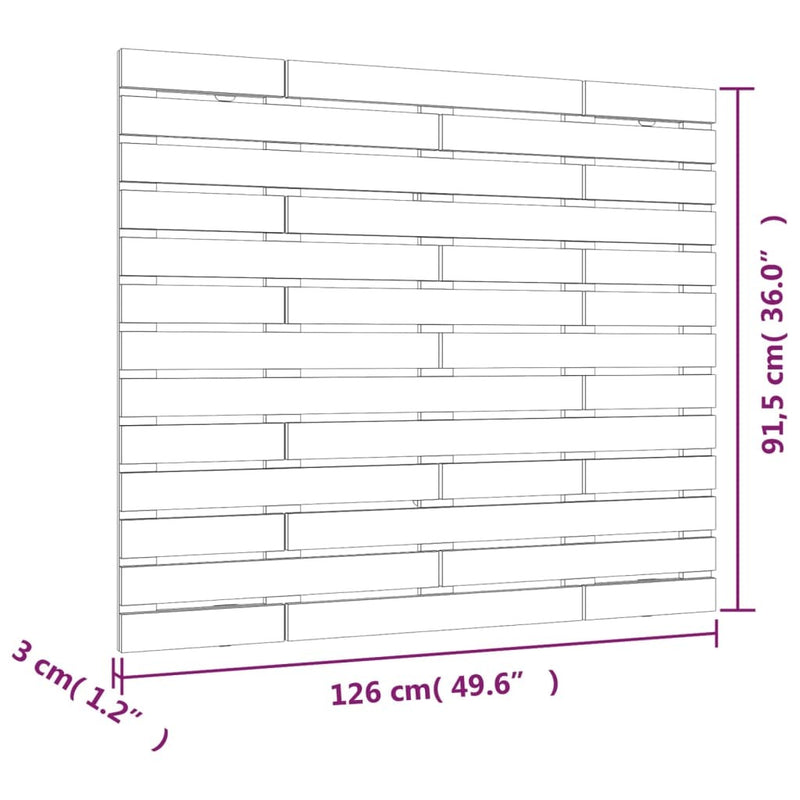 Wall Headboard Grey 126x3x91.5 cm Solid Wood Pine