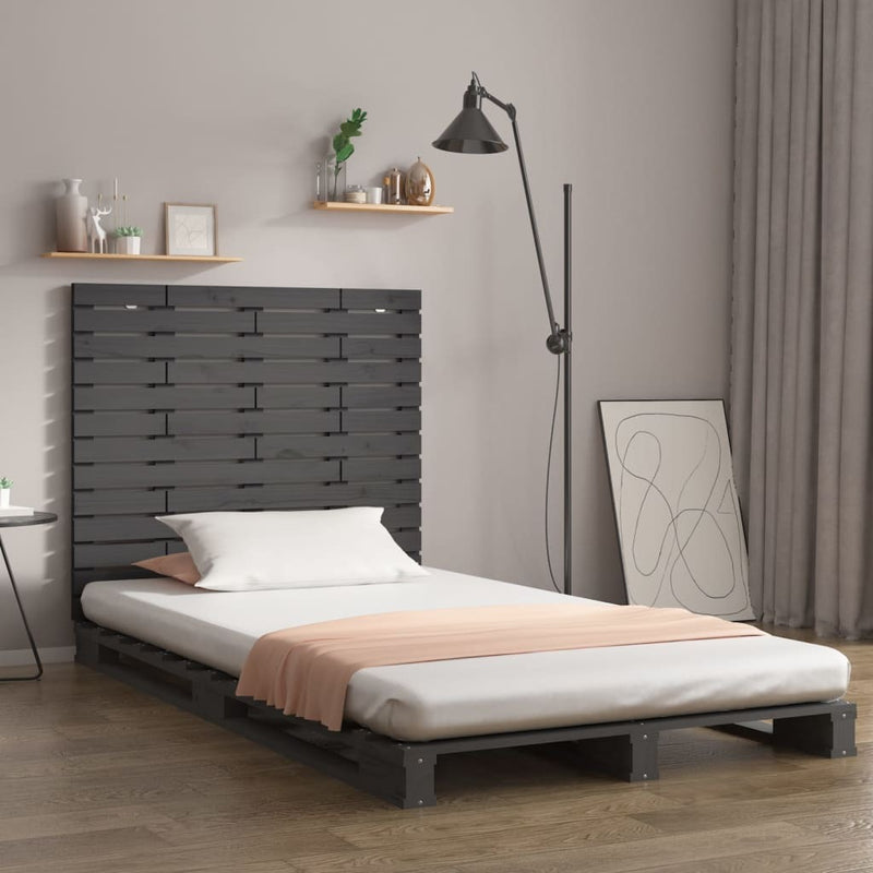 Wall Headboard Grey 126x3x91.5 cm Solid Wood Pine