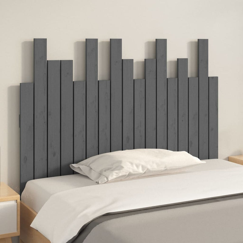 Wall Headboard Grey 108x3x80 cm Solid Wood Pine