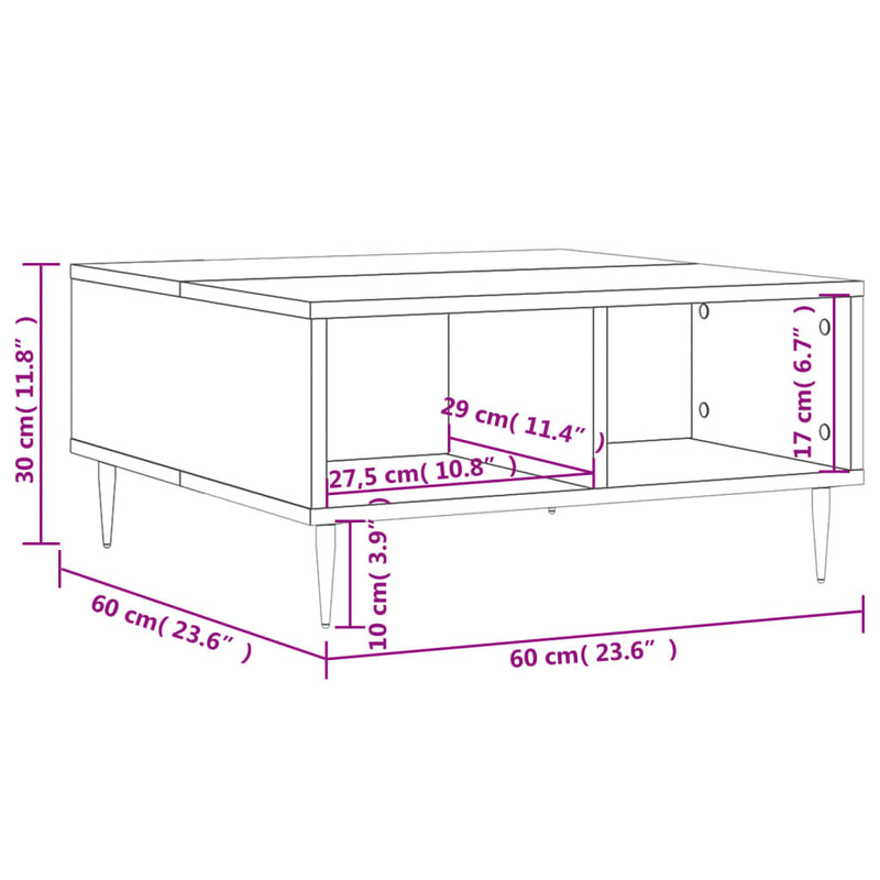 Coffee Table Concrete Grey 60x60x30 cm Engineered Wood