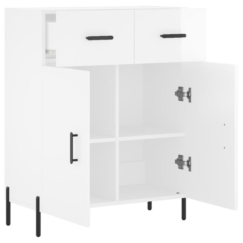 Sideboard High Gloss White 69.5x34x90 cm Engineered Wood