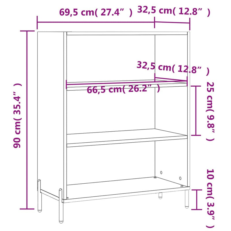 Shelf Cabinet Brown Oak 69.5x32.5x90 cm Engineered Wood