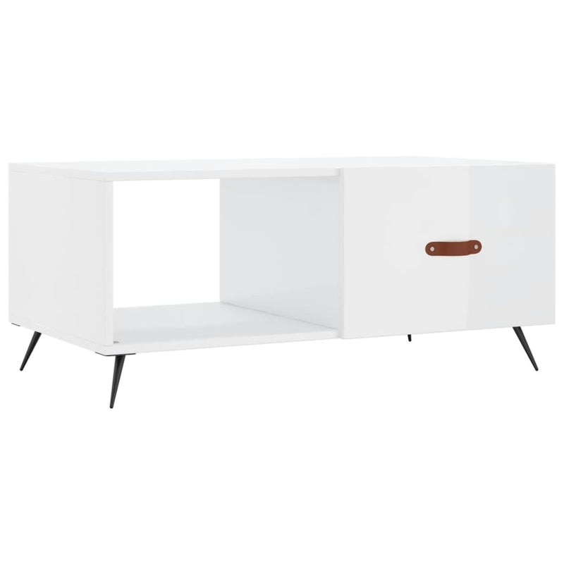 Coffee Table High Gloss White 90x50x40 cm Engineered Wood