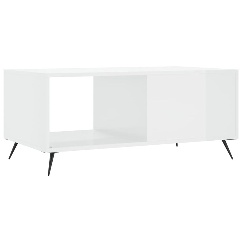 Coffee Table High Gloss White 90x50x40 cm Engineered Wood