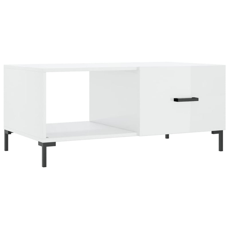 Coffee Table High Gloss White 90x50x40 cm Engineered Wood