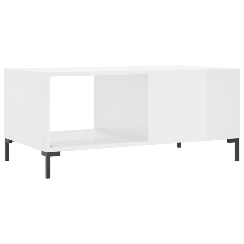 Coffee Table High Gloss White 90x50x40 cm Engineered Wood