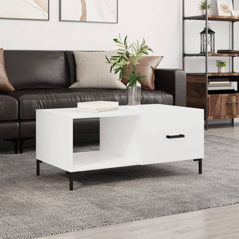 Coffee Table High Gloss White 90x50x40 cm Engineered Wood