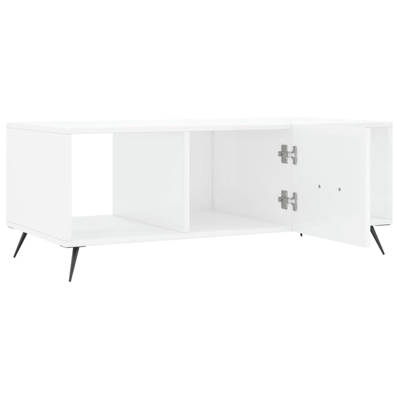 Coffee Table High Gloss White 102x50x40 cm Engineered Wood