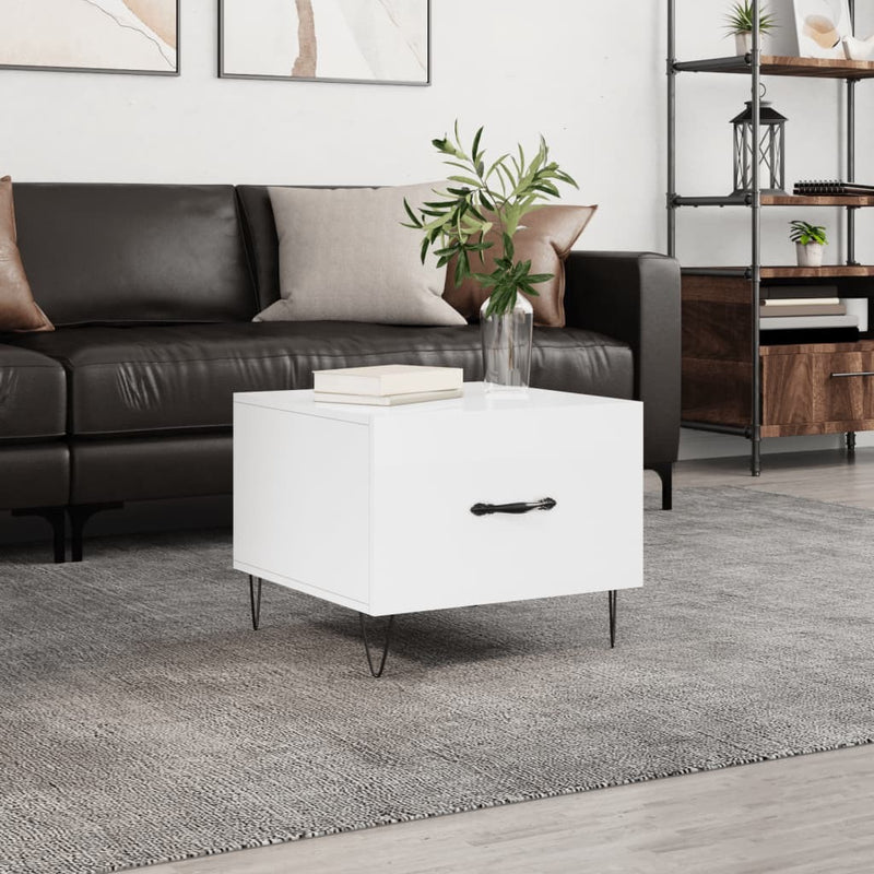 Coffee Table High Gloss White 50x50x40 cm Engineered Wood