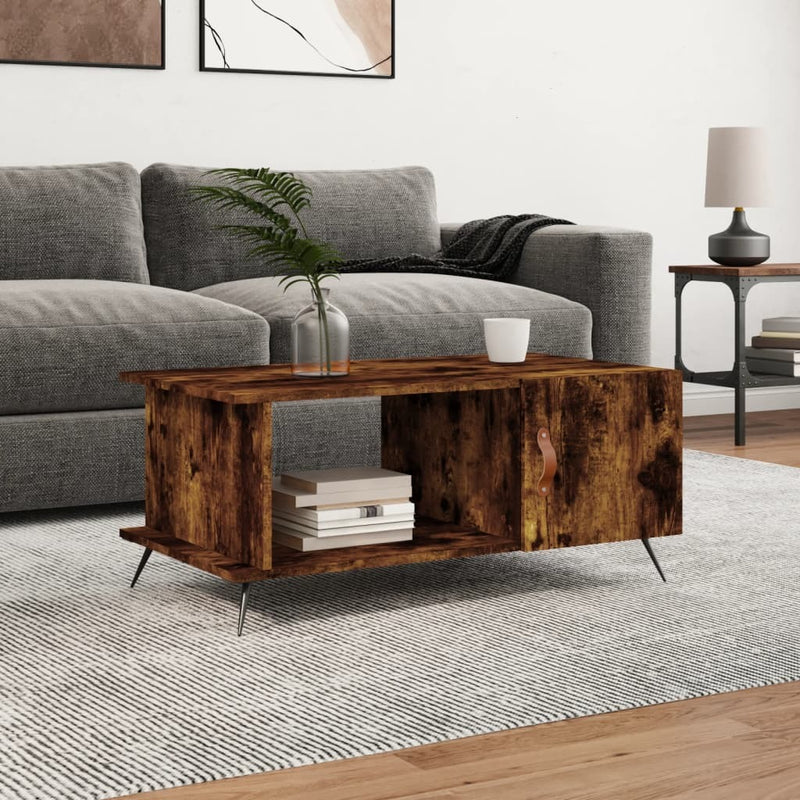 Coffee Table Smoked Oak 90x50x40 cm Engineered Wood