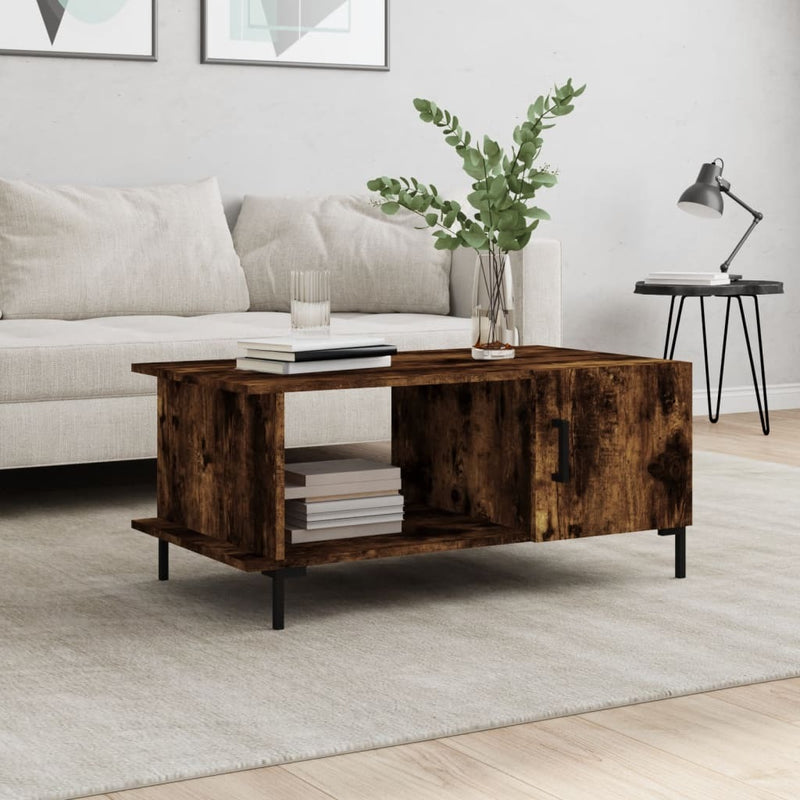 Coffee Table Smoked Oak 90x50x40 cm Engineered Wood