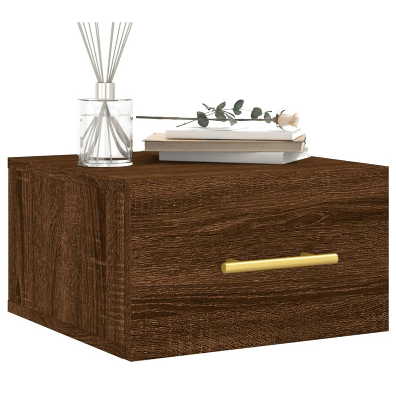 Wall-mounted Bedside Cabinet Brown Oak 35x35x20 cm