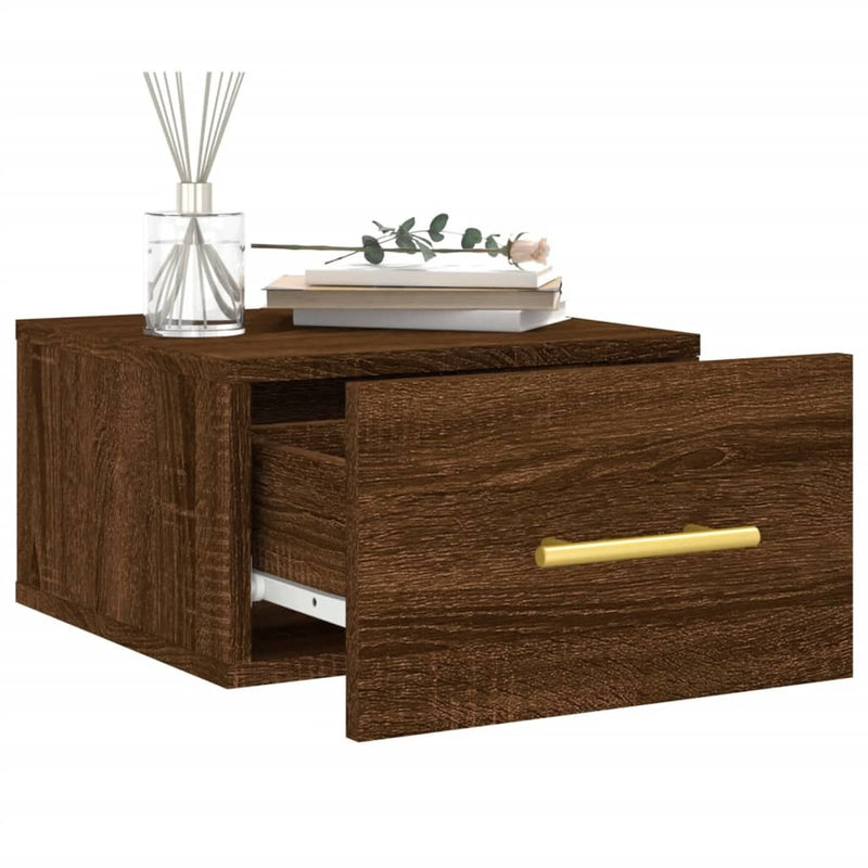 Wall-mounted Bedside Cabinet Brown Oak 35x35x20 cm