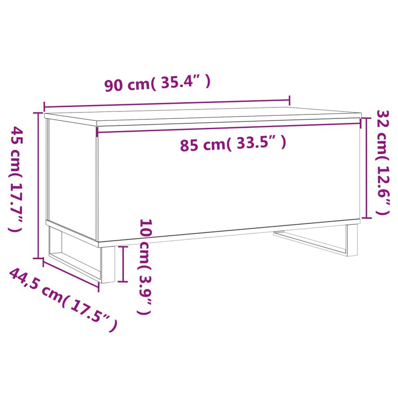 Coffee Table Sonoma Oak 90x44.5x45 cm Engineered Wood