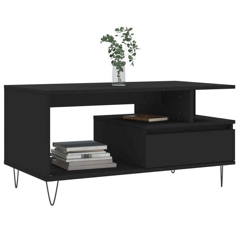 Coffee Table Black 90x49x45 cm Engineered Wood