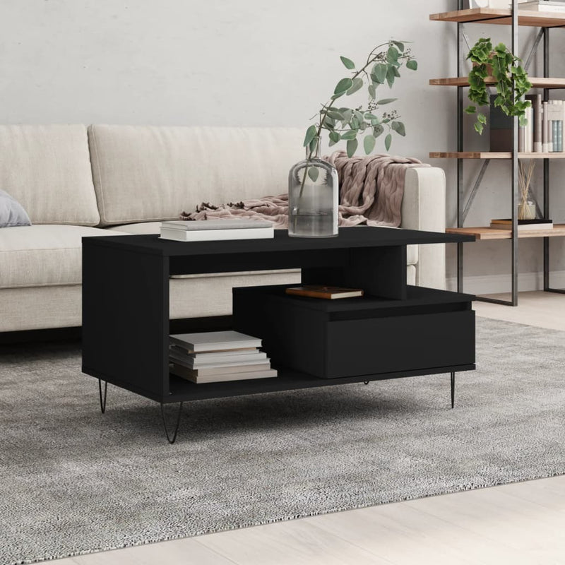 Coffee Table Black 90x49x45 cm Engineered Wood