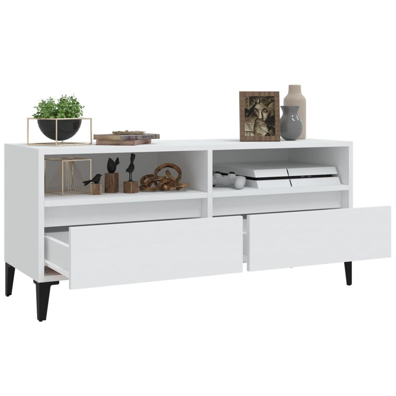 TV Cabinet White 100x34.5x44.5 cm Engineered Wood