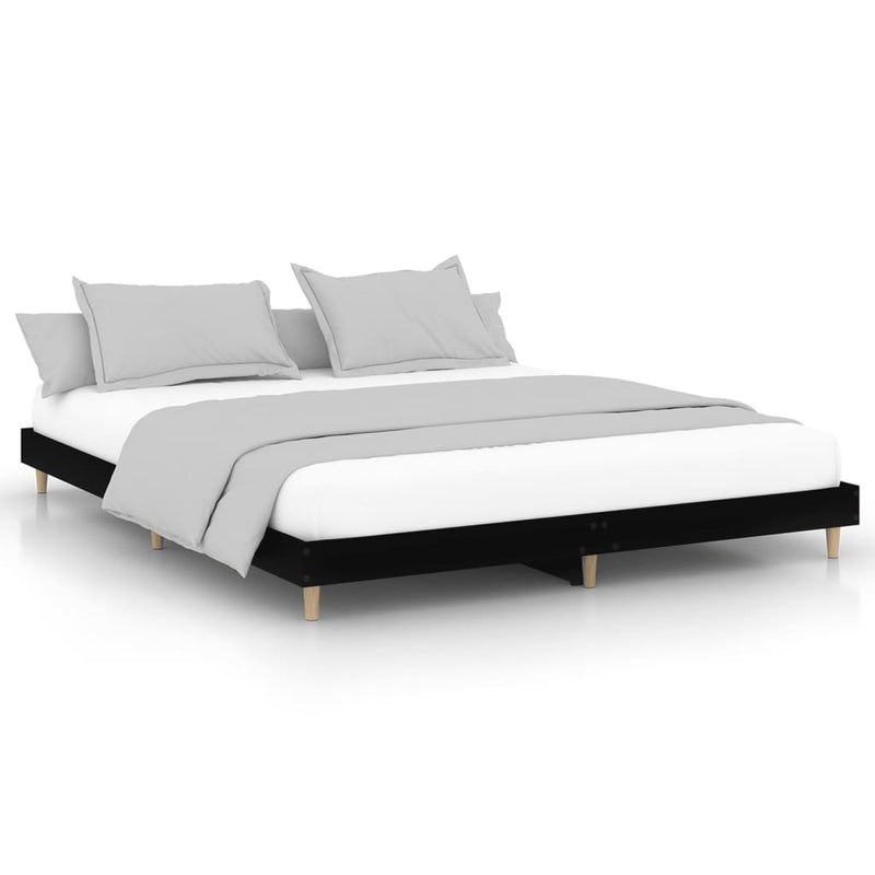 Bed Frame without Mattress Black 200x200 cm Engineered Wood