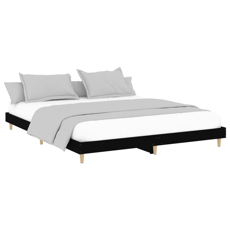 Bed Frame without Mattress Black 200x200 cm Engineered Wood