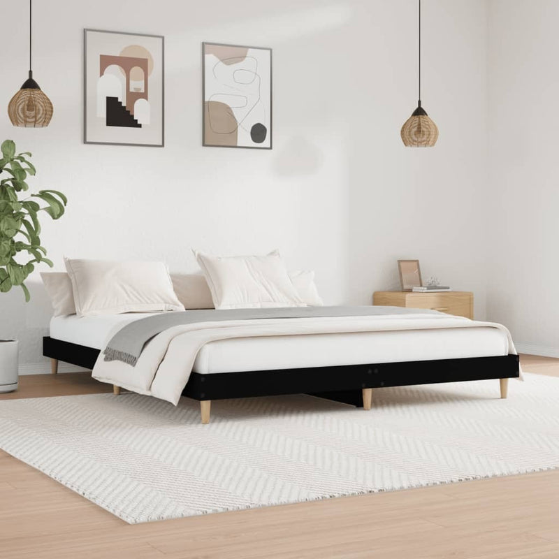 Bed Frame without Mattress Black 180x200 cm Super King Engineered Wood