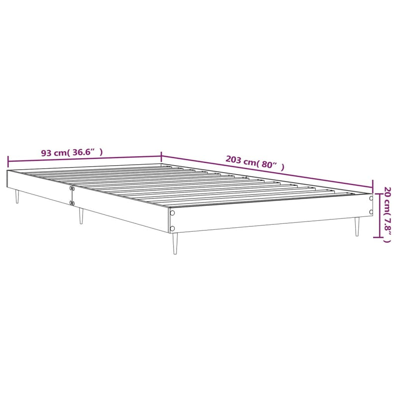 Bed Frame without Mattress Concrete Grey 90x200 cm