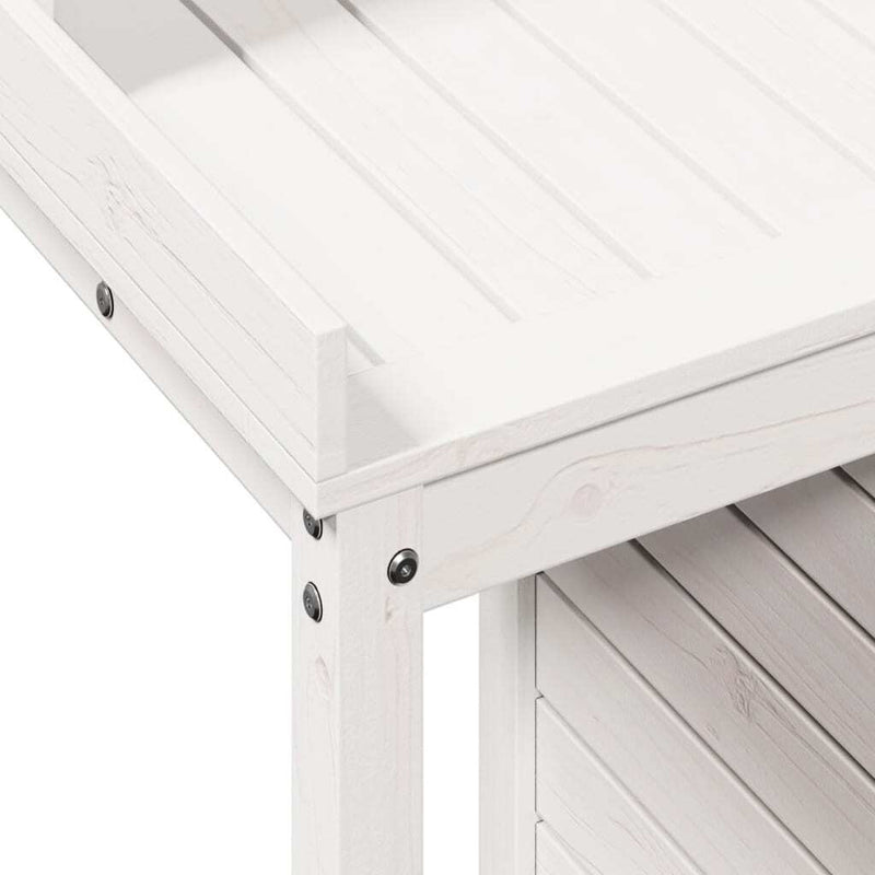 Potting Table with Shelves White 82.5x50x109.5 cm Solid Wood Pine