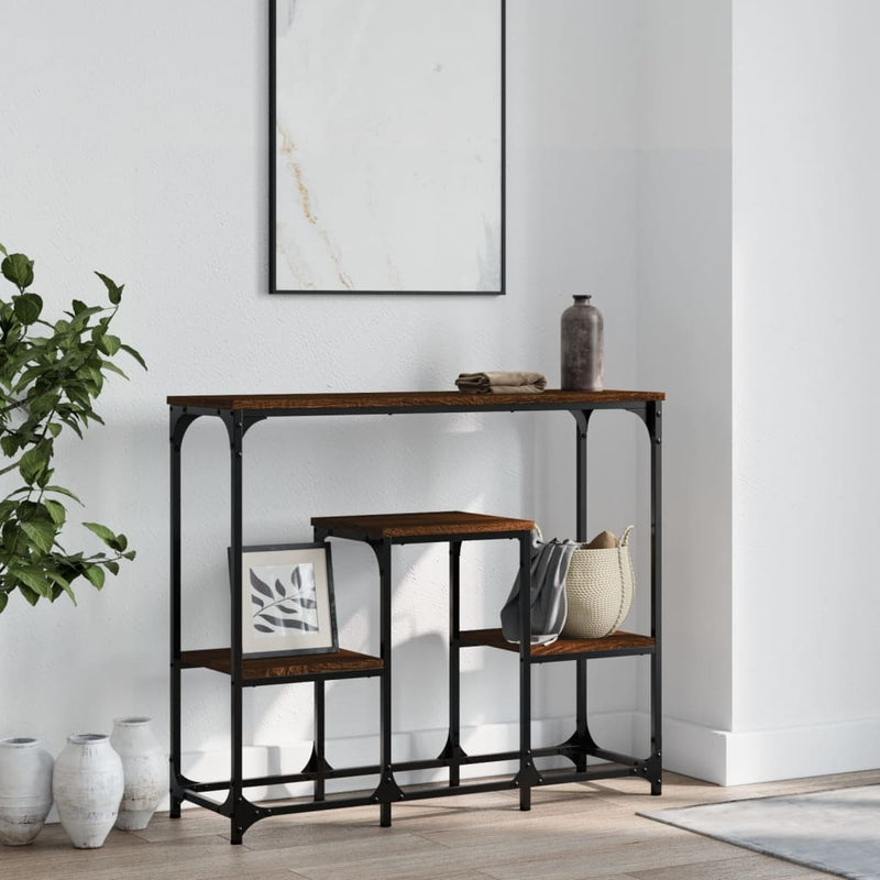 Console Table Brown Oak 89.5x28x76 cm Engineered Wood