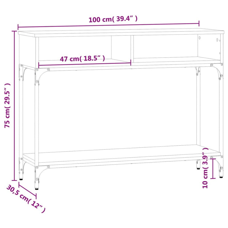 Console Table Brown Oak 100x30.5x75 cm Engineered Wood