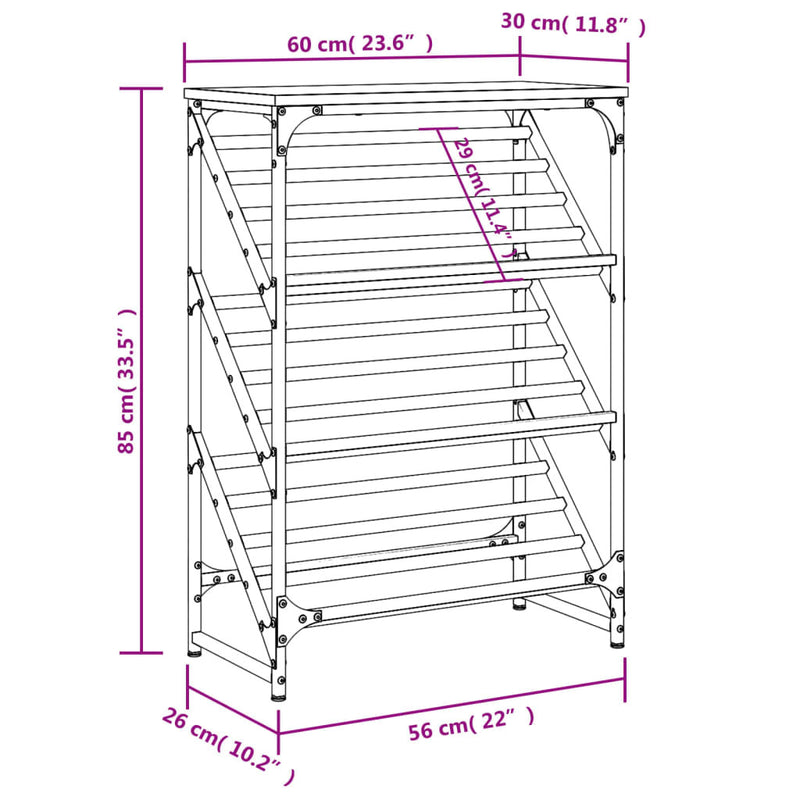 Shoe Rack Sonoma Oak 60x30x85 cm Engineered Wood