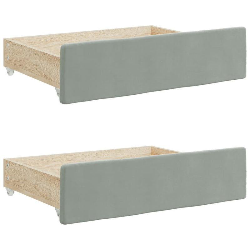 Bed Storage Drawers 2 pcs Light Grey Engineered Wood and Velvet