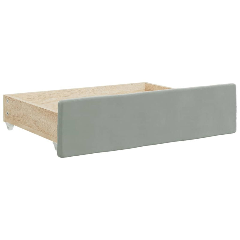 Bed Storage Drawers 2 pcs Light Grey Engineered Wood and Velvet