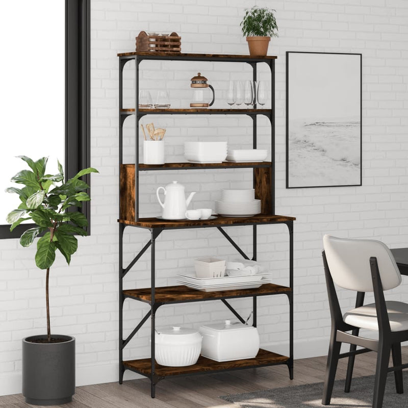 Baker's Rack 6-Tier Smoked Oak 90x40x180 cm Engineered Wood